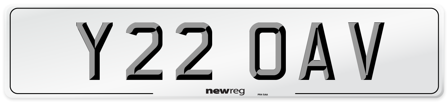 Y22 OAV Number Plate from New Reg